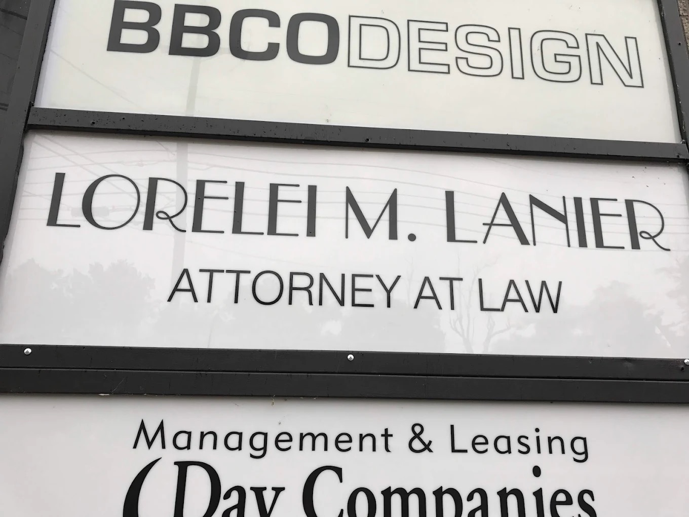 Building sign for Lorelei M. Lanier, Attorney at Law at 2029 Riverside Drive, Columbus Ohio